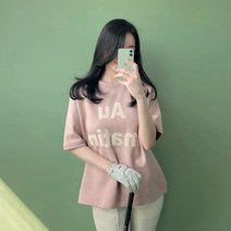 여성 골프 봄 데일리 레터링 티셔츠 연습복 빅사이즈 이브너