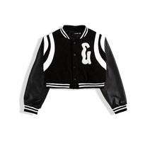 여자숏패딩 구스패딩 유광패딩 크롭패딩 PU 가죽 코트 야구 유니폼 숏 여성용 가을 겨울 미국 재킷 트렌디 스몰 탑