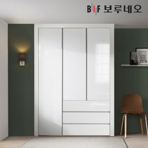 보루네오 10cm 샤인3단서랍 여닫이 작은방 붙박이장 5자 6자 7자, 그레이10cm
