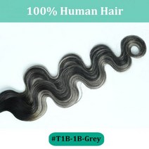다크 브라운 웨이브 클립 인 헤어 익스텐션 10 개 160g 트리플 웨프트 바디 웨이브 레미 클립 실제 인모 익스텐션 풀 헤드 클립, T1B-1B-Grey, 14 inches_10Pcs 160G