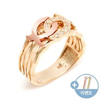 [비앤비골드]14K18K 심플 키싱구라미 큐빅 콤비 남성반지 NPC14912