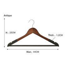 나무옷걸이 옷걸이 옷장 비 슬립 어깨 럭셔리 나무 셔츠 복장 코트 벨벳 옷 걸이, 5pcs, Antique for man