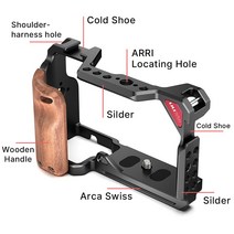 소니 A6000 A6100 A6300 A6400 A6500 조작 ARCA 스위스 콜드 슈 ARRI 위치 구멍 마운트 마이크 채우기 빛에 대 한 UURIG 금속 카메라 케이지, 중국, 도구
