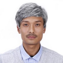 중년 남성 할아버지 노인 가발 백발 흰머리 공연 소품, 상세이페이지 참고, 약간 검은색ㅡ수염 안경 프레임