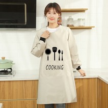 긴팔 앞치마 여성 주방 홈 방수 오일 방지 한국 스타일 패션 요리 오버올 성인 남성 작업복 맞춤형, 나이프와 포크 일반_긴 소매 회색 1 조각