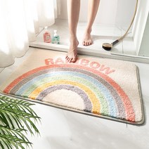 무지개러그 발닦개 피로방지매트 주방 욕실 현관 미끄럼방지 도어 발매트 웰컴 발깔개 2종, 레인보우(60x40cm)