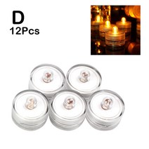 12 개/몫 방수 잠수정 미니 LED 조명 후미등 차 빛 수중 촛불 램프 수족관 웨딩 파티 꽃물통 물병케이지 장식, [04] Yellow