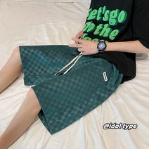 빅사이즈 아이스 반바지 카키브라운 체크 에어매쉬 짧은 바지남자 얇은 아메카지스타일 빈티지 팬츠 가오자차오 4811018321
