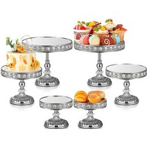 Nuanchu 6피스 웨딩 금속 케이크 스탠드 세트 정품보장, Silver