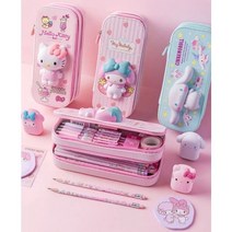 [국내배송]신상 산리오 스퀴시 필통 대용량 2단 문구 학용품 초등 중학생 선물, 시나모롤 - 2단