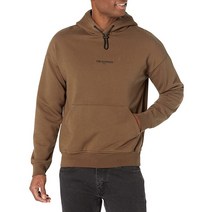 The Kooples 로고가 있는 남성용 면 후드티 브라운. Small