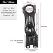자전거포크 부품 베어링 웨스트 바이킹-조절 가능한 자전거 핸들 바 스템 가변 60 도 각도 라이저 MTB 로드 바이크 프론트 포크 어댑터 254/318MM, CHINA, 25.4x100mm