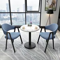 남쪽나무 2인 티 테이블 세트 2인용 식탁 미니 원형 원룸, 티테이블(60cm)+의자*2, 04:푸른 색(패브릭)