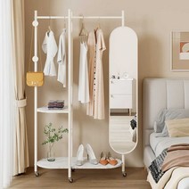 코너행거 드레스룸 전신거울 틈새 원룸, 1호 모델 100 블랙 브라켓 + 화이트 대리석 거울