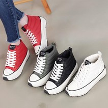 여성 국산 키높이 3.5cm 방한 패딩 기모 안감 하이탑 9cm 레이스업 스니커즈 운동화