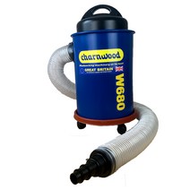 목공 집진기 먼지 흡입기 공장 산업 목재소, 투명한 집진 튜브가 있는 파란색 콘센트, 투명한 집진 튜브가 있는 파란색 콘센트