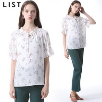 [리스트] 플라워프린트 타이넥 프릴 블라우스