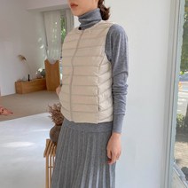 오리털 덕다운 여성 경량 조끼 패딩