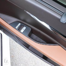 간지 더올뉴 제네시스G80 윈도우 스위치 문 액세서리 데칼 튜닝 기스 오염방지 스티커, 블랙카본