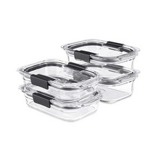 러버메이드 Rubbermaid 브릴리언스 글라스 식품 용기 4개 세트 총 8피스 4팩 클리어, 러버메이드 Set, 8-Piece Set