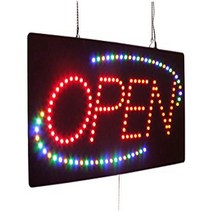 Open Sign 24” with Tri-Color Oval TOPKING Signage LED Neon Open Store Window Shop Business Di, 1