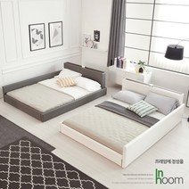 인홈 리노 저상형 침대 LED조명 포함 국내제작, 라텍스탑7존매트리스, 그레이