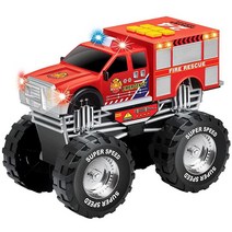 Liberty Imports 전동 마이티 몬스터 트럭 장난감 큰 바퀴가 있는 전기 자동차 버튼 동작 사운드 및 깜박이는 조명 (소방차), Fire Engine