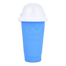 빠른 냉동 스무디 아이스크림 메이커 컵 DIY 짜기 Slushy 과일 주스 밀크 쉐이크 빨대와 빠른 냉각 실리콘 병, 하나, 파란