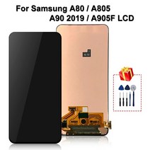 [해외]삼성 갤럭시 A80 A90 LCD SM-A805 A805 A805F 디스플레이 터치 스크린 디지타이저 어셈블리 A905 디스플레이 A80 LCD 용 원본 액정 자가 수리, 블랙 프레임이 있는 A90