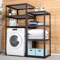 슈랙앳홈 건조기 세탁기 김치냉장고 조립식 앵글 랙 정리대 선반, 가로800x깊이400x높이1800 [3단 블랙]