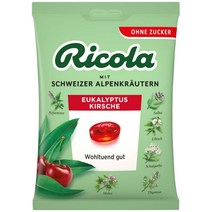 Ricola 리콜라 유칼립투스 체리 캔디 무설탕 75g, 1개