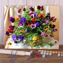 DIY 피포페인팅 유화 그리기 명화 그림꽃꽂이 페인트 키트 오일 40x50 캔버스 벽 그림 그리기, 01 HMA41860_09 42 colors 50x70