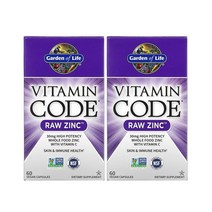 가든오브라이프 비타민 코드 로우 아연 비건 캡슐 60개입 [2통] Vitamin Code RAW Zinc, 60정, 2개