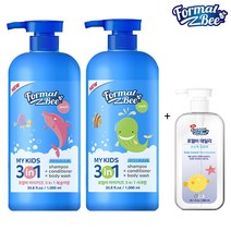 포멀비 키즈 3in1 어린이워시 샴푸 1000ml 1+1 (복숭아+사과향) 유아바디/헤어 워시세트, 1개