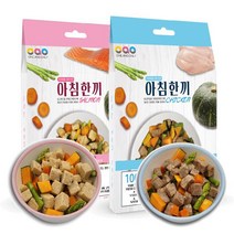 아침한끼 강아지 화식 습식 간식 사료 연어 닭고기 2종류 120g, 아침한끼 연어
