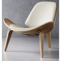 한스웨그너 쉘 디자인 윙체어 라운지체어 스터디카페 영화관 의자, 원목+베이지패드
