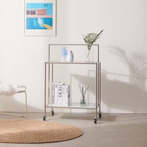 [(주)티에스퍼니처] 리프 모듈 2단 수납 트롤리, 선택:블랙 / 2단:투명