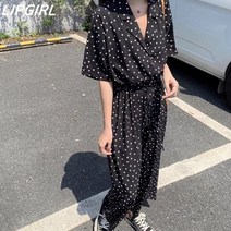 립걸프롬 도트점프슈트(롱)