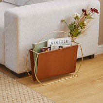 클래식 가죽 매거진랙 엔틱 잡지꽂이, ONE