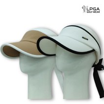 LPGA 골프웨어 여성 골지 리본 썬캡 썬바이저 모자 225-AP522, 화이트-Free, 색상:화이트 / 사이즈:Free
