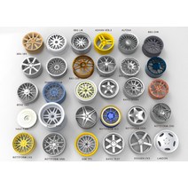 4Pcs 118 스케일 자동차 모델 휠 19 수정 사용자 정의 TE37 BBS ROTIFORM GTR 184ce28 토스 휠 허브, [17] BBS RID