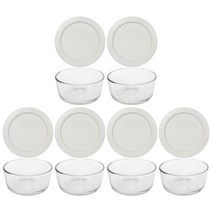 Pyrex (6 7200 유리 그릇 및 (6) 7200PC 매끄러운 실버 뚜껑 미국 제조