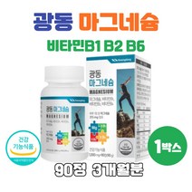 식약처 인증 마그네슘 하루권장량 100% 함유 비타민B1 B2 B6 mg 마구네슘 마그네숨 식약청 인정 건강기능식품, 90정 1개