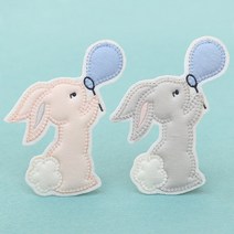 [펠트친구] 비눗방울토끼와펜 캐릭터와펜/동물와펜, 핑크