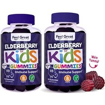 Feel Great Vitamin Co의 어린 이용 엘더베리 구미. | 어린이 면역 지원을 위한 맛있는 비건 엘더베리 | 아연과 비타민 c가 함유된 글루텐 프리 어린이용 비타민, 90카운트(2개 팩)