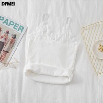 DFMEI 레이스 나시 여 브이넥 나시 스판 니트 민소매 탑