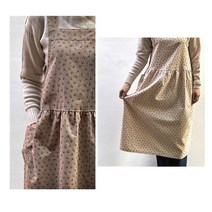 롱 앞치마 원피스 멜빵 면100% 어린이집 유치원 선생님 신학기 교사 편한 홈웨어 예쁜 패션 카페 단체복추천 부엌 식당 주방 쇼핑몰 요리사 조리복 플라워 꽃무늬 신혼 새댁, 1장, 연베이지