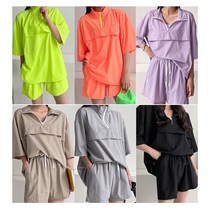 제니유 제니유 여성 바스락 반집업 아노락 반팔 반바지 세트 (8689172)