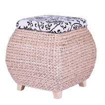 빈티지 수납 스툴 라탄 의자 인테리어 소품 사각스툴, 18L  그레이