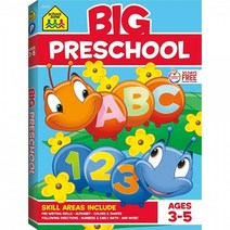School Zone 빅 프레스쿨 유아용 워크북 - 320페이지 3-5세용 색상 모양 숫자 초기 수학 알파벳 사전 쓰기 파닉스 지시 사항 따르기 등 교구 [Pap